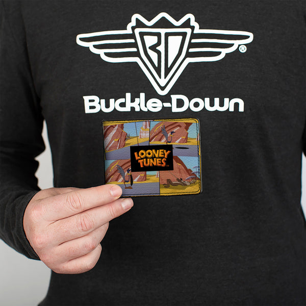Buckle-Down Bi-Fold Wallet - LOONEY TUNES Wile E. Coyote And Road Runner Scene Blocks