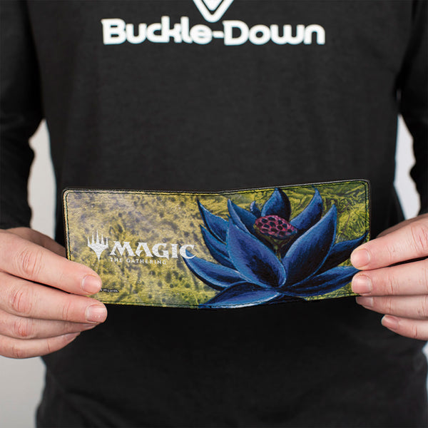 Buckle-Down Bi-Fold Wallet - MAGIC THE GATHERING Black Lotus Card Image And Title Logo
