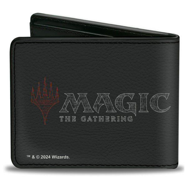Buckle-Down Bi-Fold Wallet - MAGIC THE GATHERING Black Mana Skull Icon And Title Logo Black/Grays