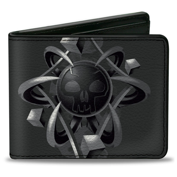 Buckle-Down Bi-Fold Wallet - MAGIC THE GATHERING Black Mana Skull Icon and Title Logo Black/Grays