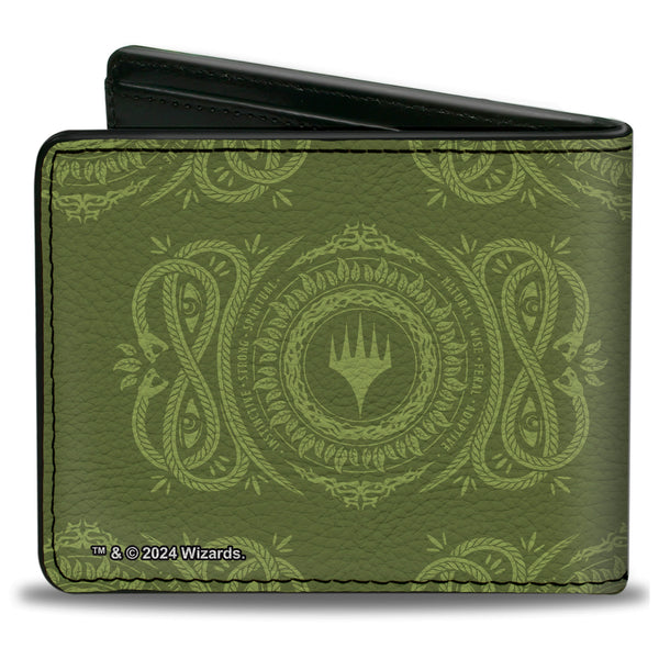Buckle-Down Bi-Fold Wallet - Magic The Gathering Planeswalker Forest Mana Traits Greens