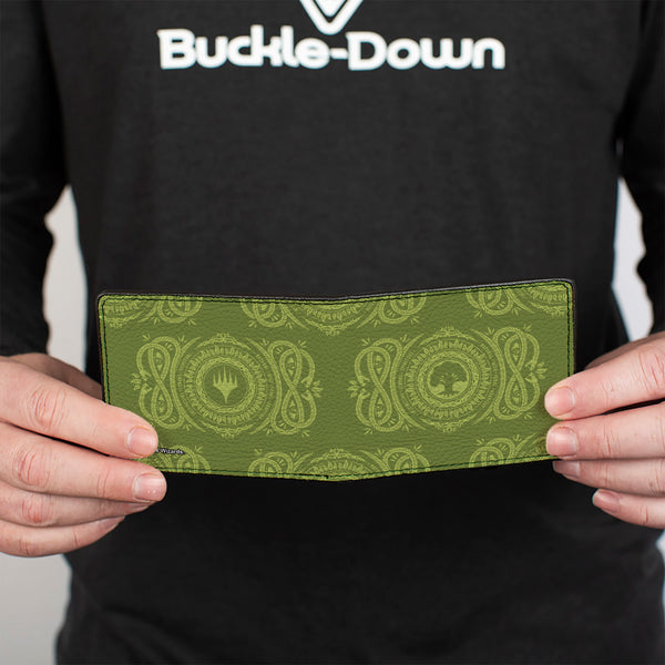 Buckle-Down Bi-Fold Wallet - Magic The Gathering Planeswalker Forest Mana Traits Greens