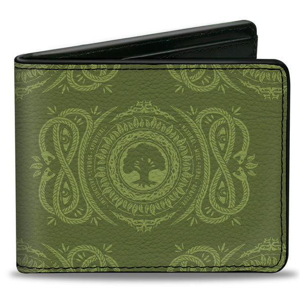 Buckle-Down Bi-Fold Wallet - Magic the Gathering Planeswalker Forest Mana Traits Greens