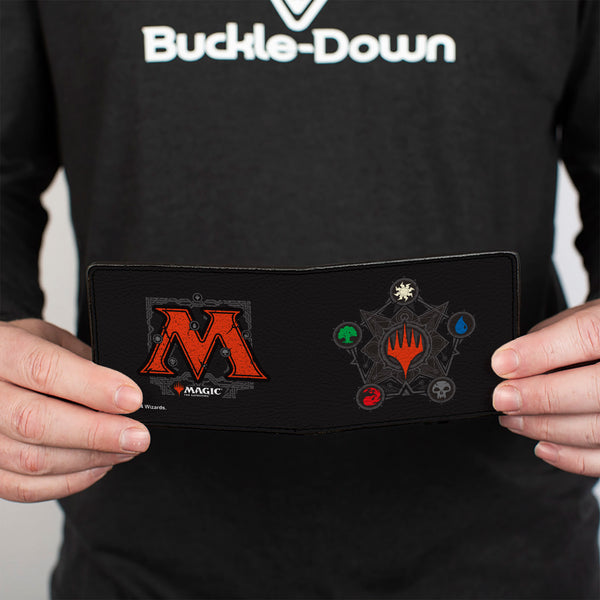 Buckle-Down Bi-Fold Wallet - Magic The Gathering Planeswalker Mana Pentagon And Logo Black/Multi Color