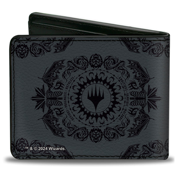 Buckle-Down Bi-Fold Wallet - Magic The Gathering Planeswalker Swamp Mana Traits Gray/Black