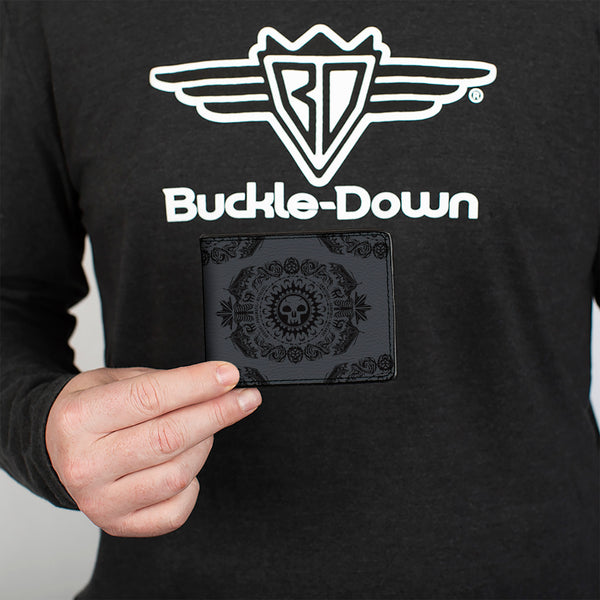 Buckle-Down Bi-Fold Wallet - Magic The Gathering Planeswalker Swamp Mana Traits Gray/Black