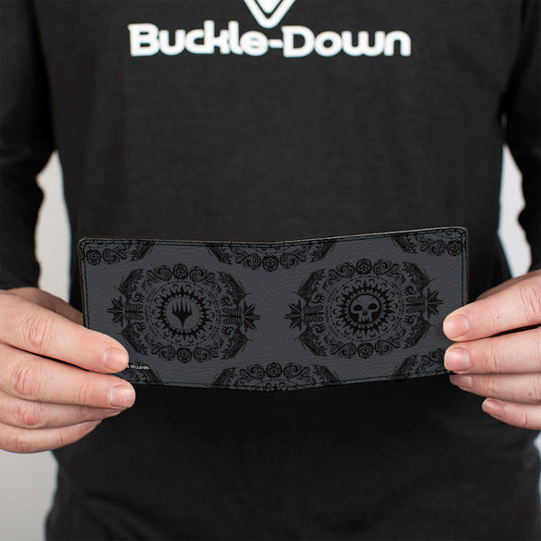 Buckle-Down Bi-Fold Wallet - Magic The Gathering Planeswalker Swamp Mana Traits Gray/Black