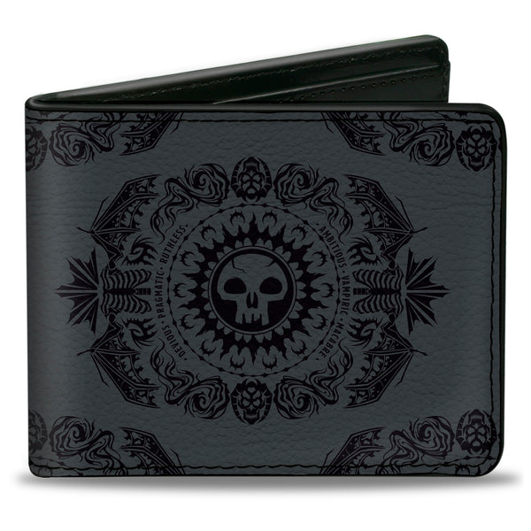 Buckle-Down Bi-Fold Wallet - Magic the Gathering Planeswalker Swamp Mana Traits Gray/Black