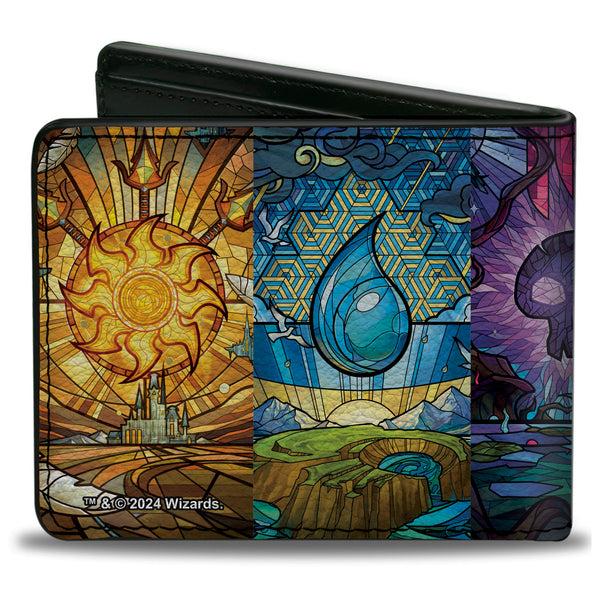 Buckle-Down Bi-Fold Wallet - Magic The Gathering Stained Glass Mana Symbol Blocks Multi Color