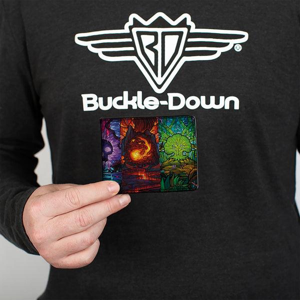 Buckle-Down Bi-Fold Wallet - Magic The Gathering Stained Glass Mana Symbol Blocks Multi Color