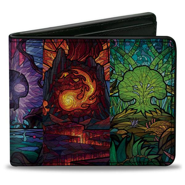 Buckle-Down Bi-Fold Wallet - Magic the Gathering Stained Glass Mana Symbol Blocks Multi Color
