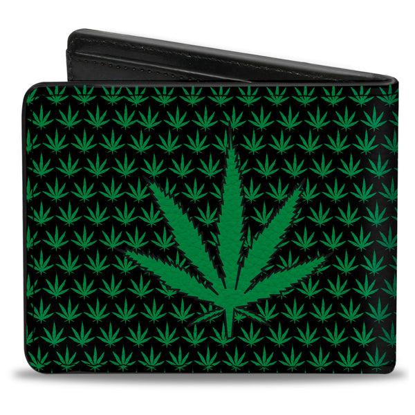Buckle-Down Bi-Fold Wallet - Marijuana Garden Black Green
