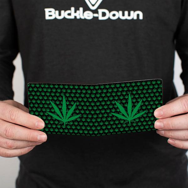 Buckle-Down Bi-Fold Wallet - Marijuana Garden Black Green