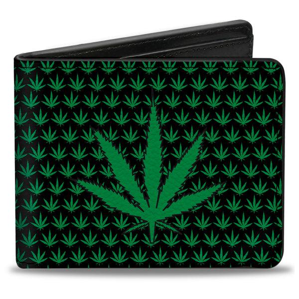 Buckle-Down Bi-Fold Wallet - Marijuana Garden Black Green