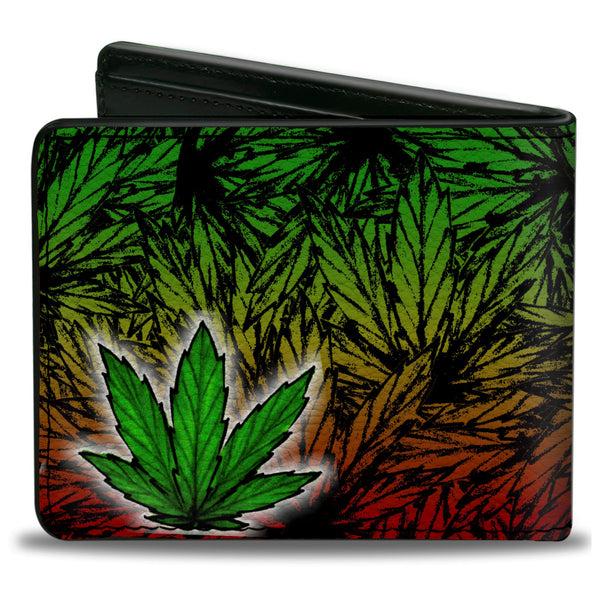Buckle-Down Bi-Fold Wallet - Marijuana Haze Rasta White