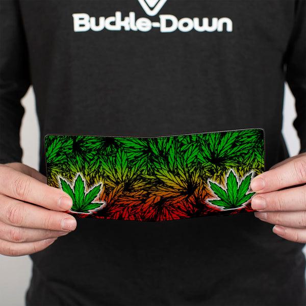 Buckle-Down Bi-Fold Wallet - Marijuana Haze Rasta White