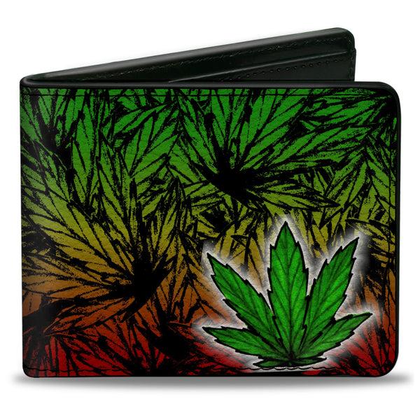 Buckle-Down Bi-Fold Wallet - Marijuana Haze Rasta White