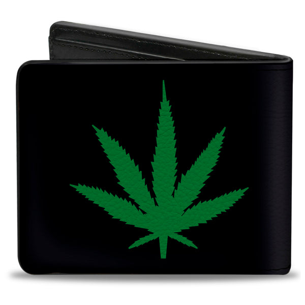 Buckle-Down Bi-Fold Wallet - Marijuana Leaf Repeat Black Green