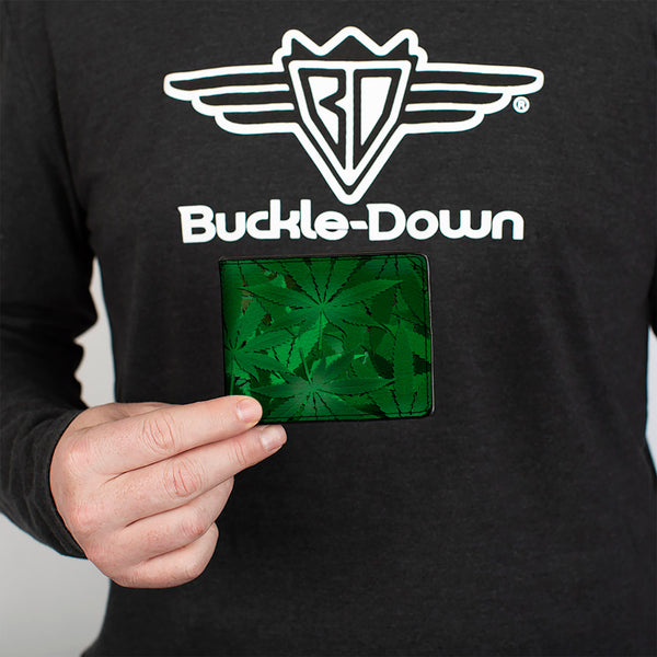Buckle-Down Bi-Fold Wallet - Marijuana Leaves Stacked