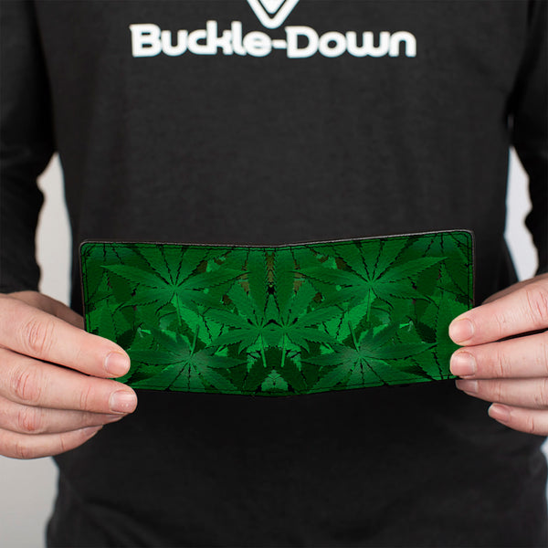 Buckle-Down Bi-Fold Wallet - Marijuana Leaves Stacked
