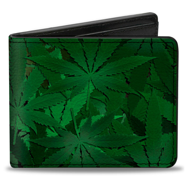 Buckle-Down Bi-Fold Wallet - Marijuana Leaves Stacked