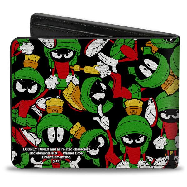 Buckle-Down Bi-Fold Wallet - Marvin The Martian Poses Scattered Black