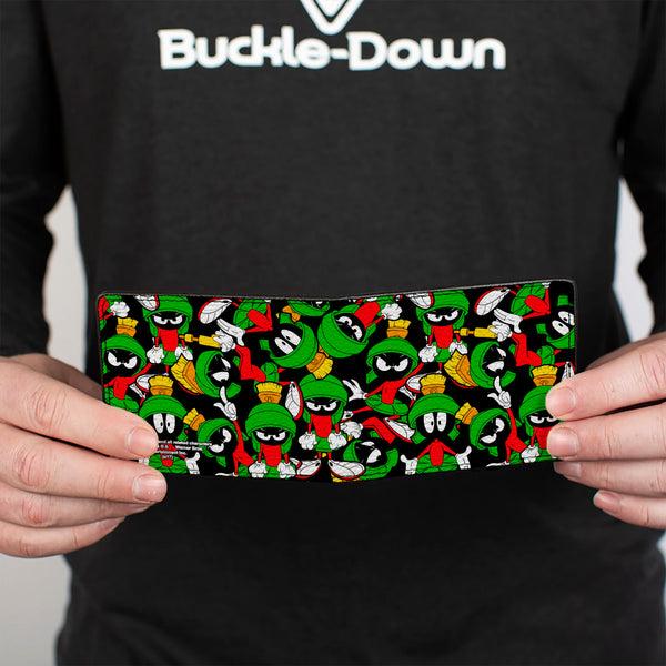 Buckle-Down Bi-Fold Wallet - Marvin The Martian Poses Scattered Black