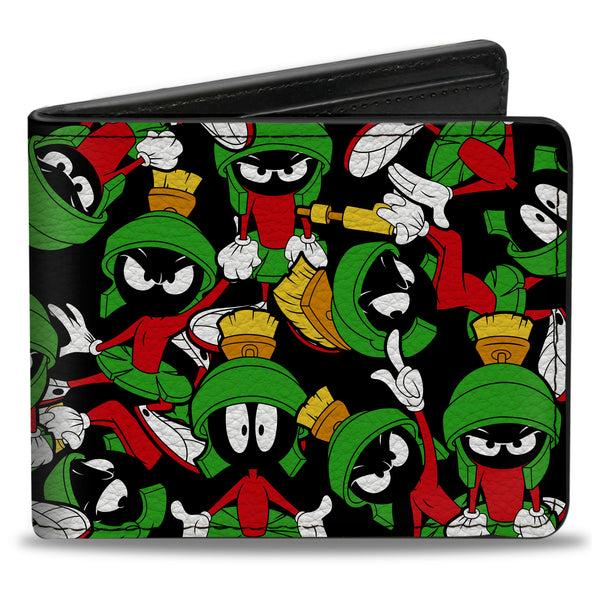 Buckle-Down Bi-Fold Wallet - Marvin the Martian Poses Scattered Black