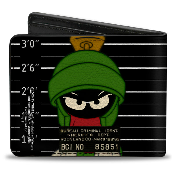 Buckle-Down Bi-Fold Wallet - Marvin The Martian ROCKLAND CO Mug Shot Black White