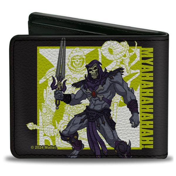 Buckle-Down Bi-Fold Wallet - Masters Of The Universe He-Man And Skeletor Pose And Quotes Black