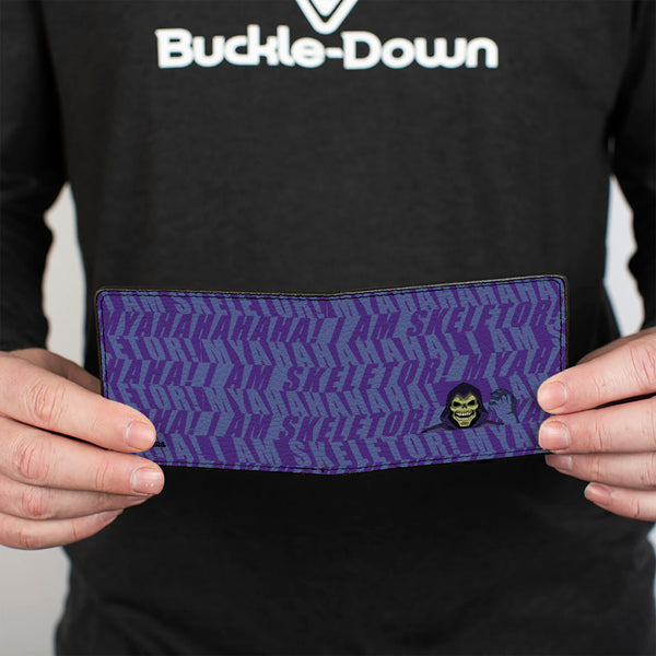 Buckle-Down Bi-Fold Wallet - Masters Of The Universe I AM SKELETOR Pose And Text Blues