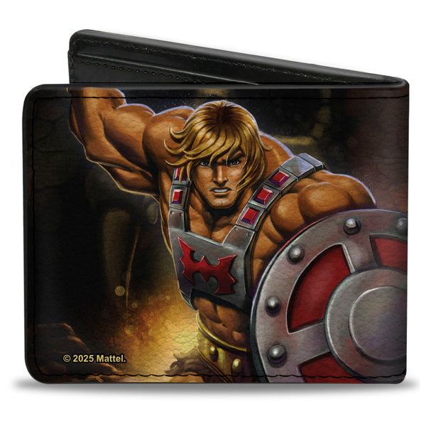 Buckle-Down Bi-Fold Wallet - MASTERS OF THE UNIVERSE REVELATION He-Man Shield Pose And Title Logo
