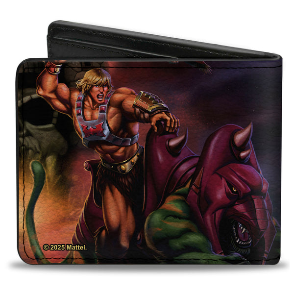 Buckle-Down Bi-Fold Wallet - MASTERS OF THE UNIVERSE REVELATION He-Man And Battle Cat Pose And Title Logo