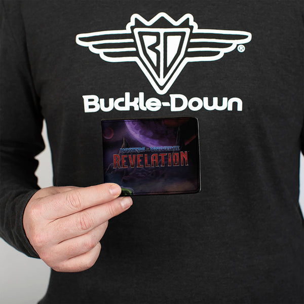 Buckle-Down Bi-Fold Wallet - MASTERS OF THE UNIVERSE REVELATION He-Man And Battle Cat Pose And Title Logo