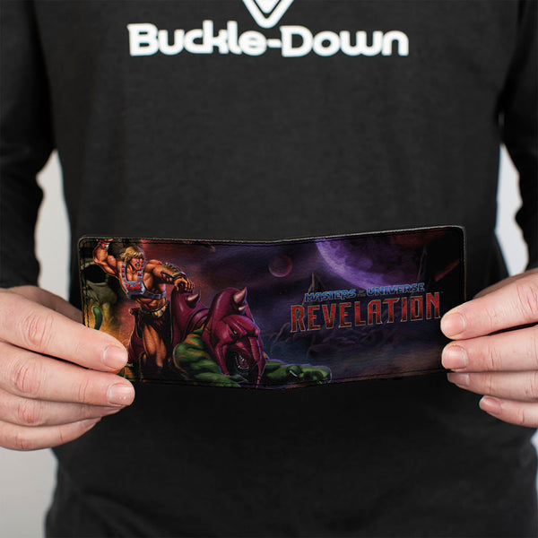 Buckle-Down Bi-Fold Wallet - MASTERS OF THE UNIVERSE REVELATION He-Man And Battle Cat Pose And Title Logo