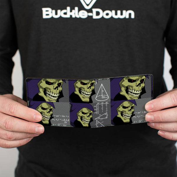 Buckle-Down Bi-Fold Wallet - Masters Of The Universe Skeletor Formula Pose Blocks Grays