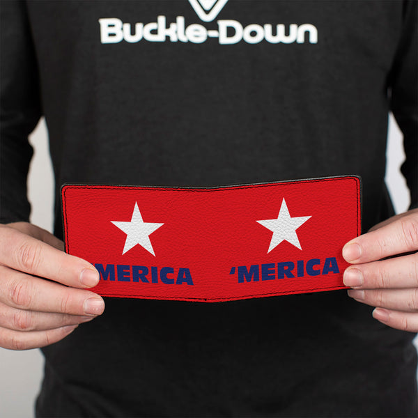 Buckle-Down Bi-Fold Wallet - 'MERICA Star Red Blue White