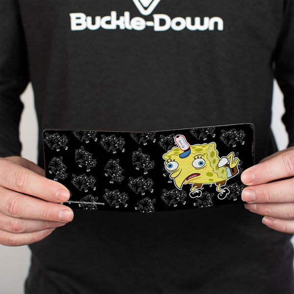 Buckle-Down Bi-Fold Wallet - Mocking SpongeBob Pose Pose Outline Black Gray