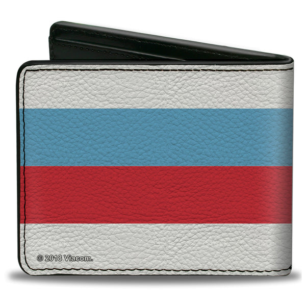Buckle-Down Bi-Fold Wallet - Mocking SpongeBob Pose Stripe White Black Red Blue