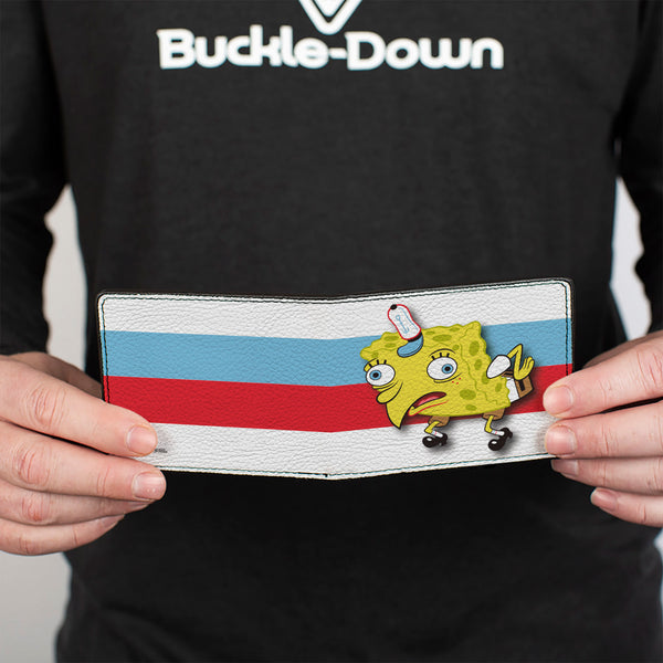 Buckle-Down Bi-Fold Wallet - Mocking SpongeBob Pose Stripe White Black Red Blue