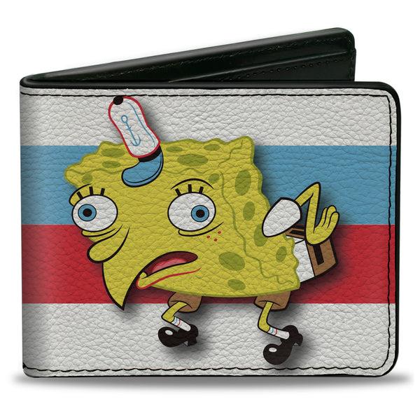 Buckle-Down Bi-Fold Wallet - Mocking SpongeBob Pose Stripe White Black Red Blue