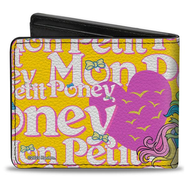 Buckle-Down Bi-Fold Wallet - MON PETIT PONEY Two Ponies And Cutie Marks Collage Yellow/Pink