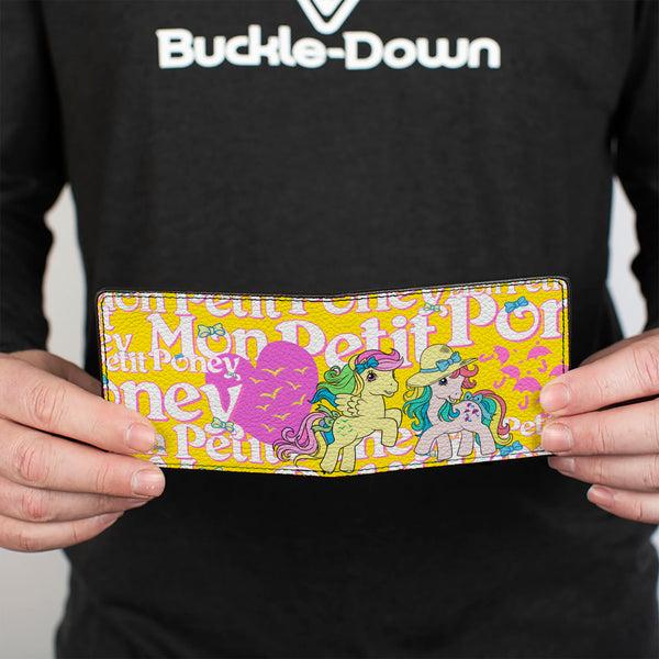 Buckle-Down Bi-Fold Wallet - MON PETIT PONEY Two Ponies And Cutie Marks Collage Yellow/Pink