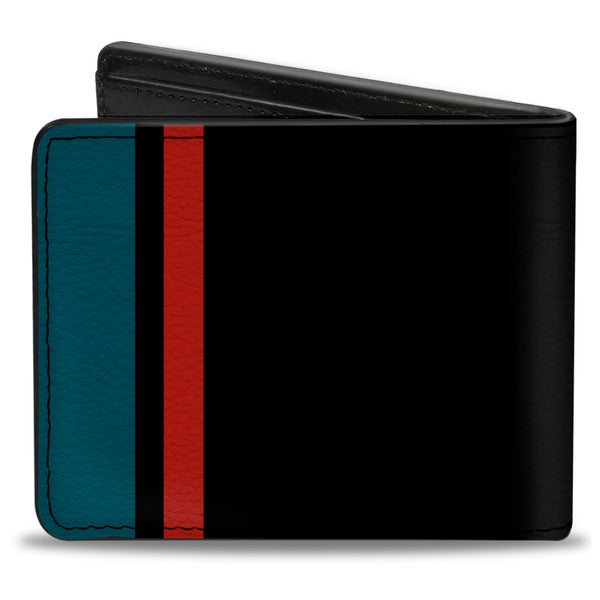 Buckle-Down Bi-Fold Wallet - MOPAR 1954-1958 Logo + Side Stripe Black Blue Red