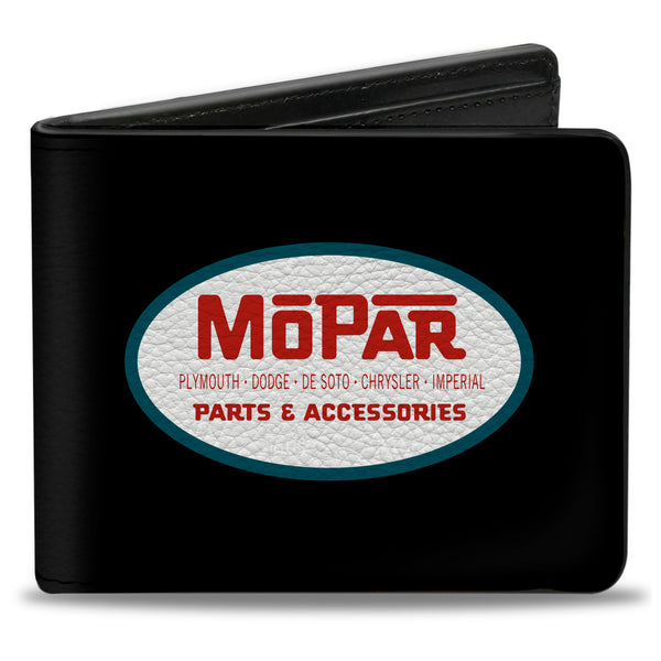 Buckle-Down Bi-Fold Wallet - MOPAR 1954-1958 Logo + Side Stripe Black Blue Red