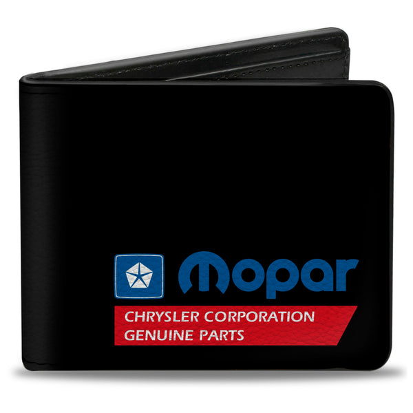 Buckle-Down Bi-Fold Wallet - MOPAR 1985-1990 Logo-CHRYSLER CORPORATION GENUINE PARTS Black Blue Red White