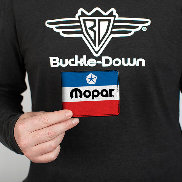 Buckle-Down Bi-Fold Wallet - MOPAR Chrysler Logo White Blue Red Black