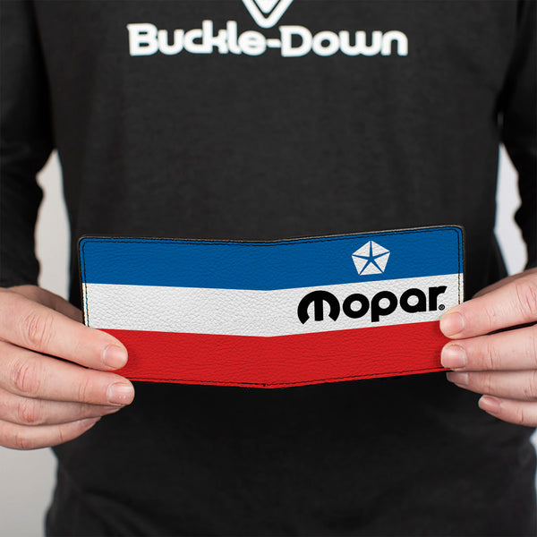 Buckle-Down Bi-Fold Wallet - MOPAR Chrysler Logo White Blue Red Black