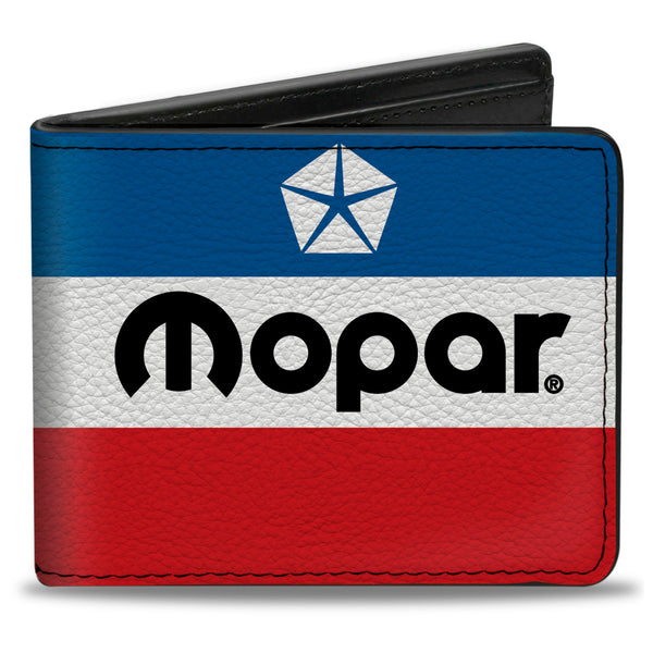 Buckle-Down Bi-Fold Wallet - MOPAR Chrysler Logo White Blue Red Black