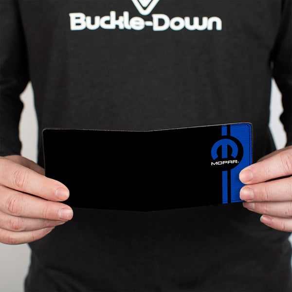 Buckle-Down Bi-Fold Wallet - MOPAR Logo Stripe Black Blue